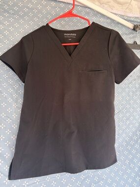 Mandala Women's Black Scrub Top - Classic V-Neck